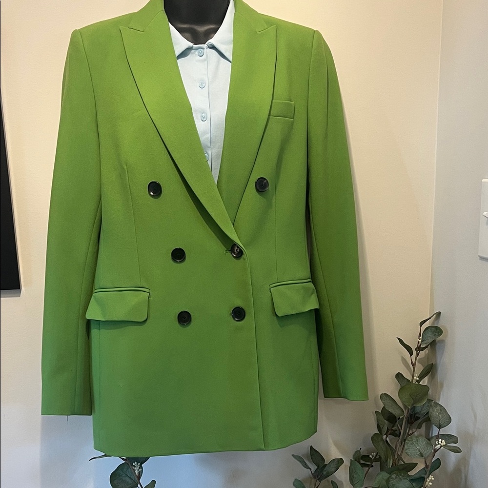 Zara Green Double-Breasted Blazer